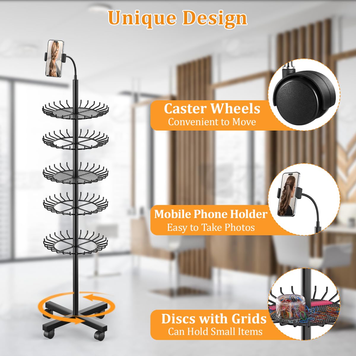 TERIBEYI Braiding Hair Rack Standing Hair Extension Holder Hanger with 140 Pegs - Braiding Hair Rack & Divider Stand for Displaying and Separating Hair
