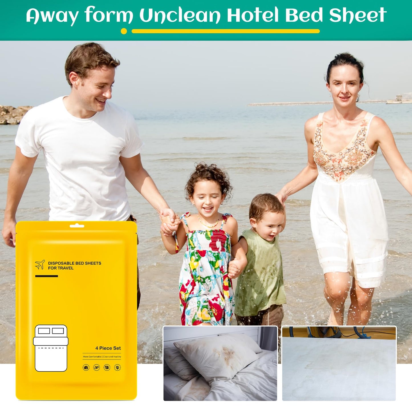 Travel Essentials Disposable Sheet Set - 2 Pack With Quilt Cover and Pillowcase, Portable Bedding for Cruise, Hotel, Camping, SPA