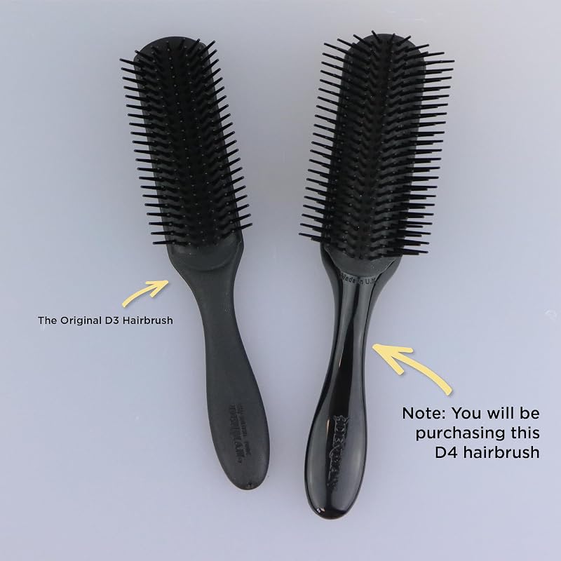 Denman D4 Curly Hair Brush – 9-Row Half-Rold Styling Brush for Detangling & Defining Curls