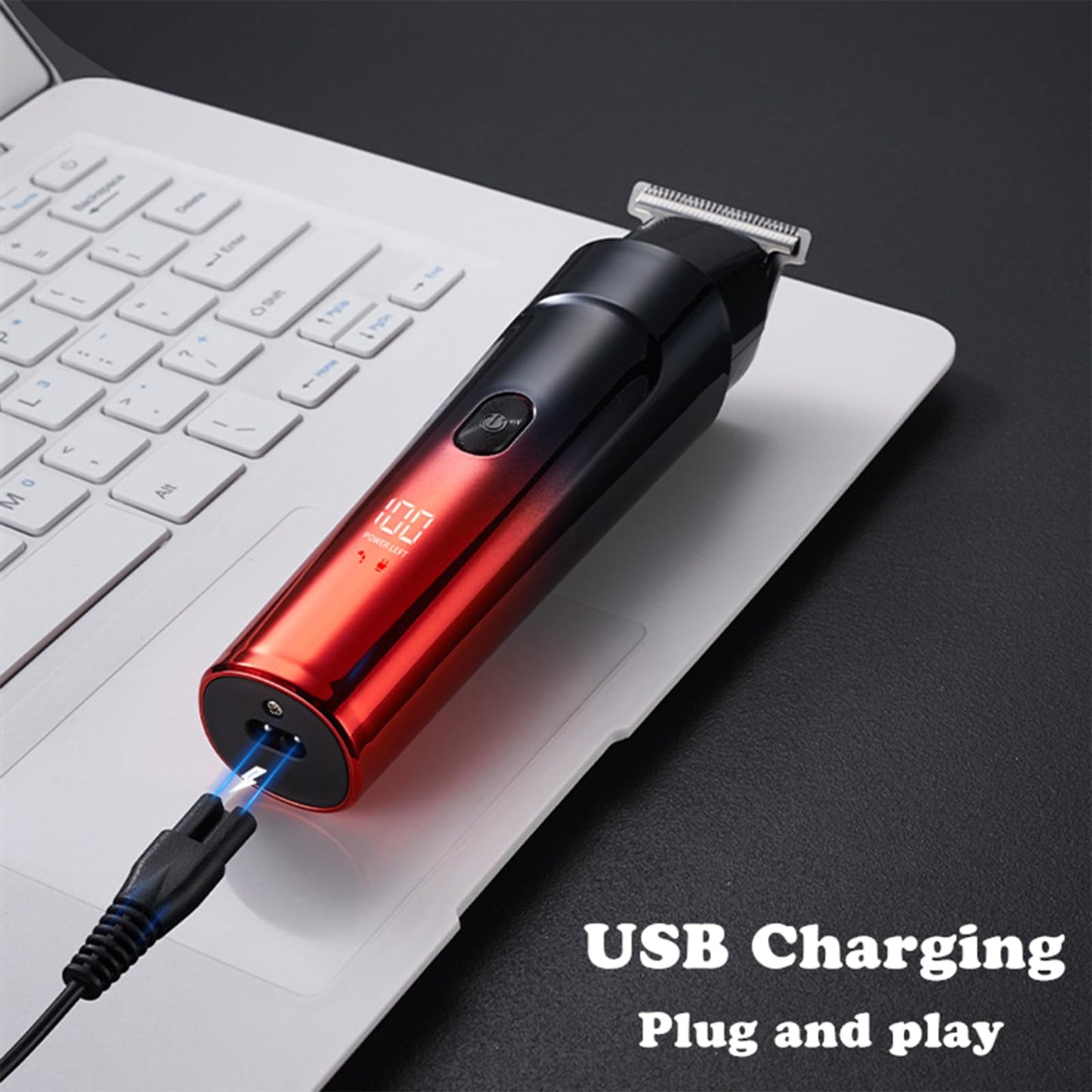 Rechargeable Men's Hair Clippers & Body Hair Trimmer Home Haircut & Grooming Set with LED Display 5 in 1 Kit Cordless Mustache Body Face Beard Trimmer for Men Waterproof Beard Shaver (Blue)