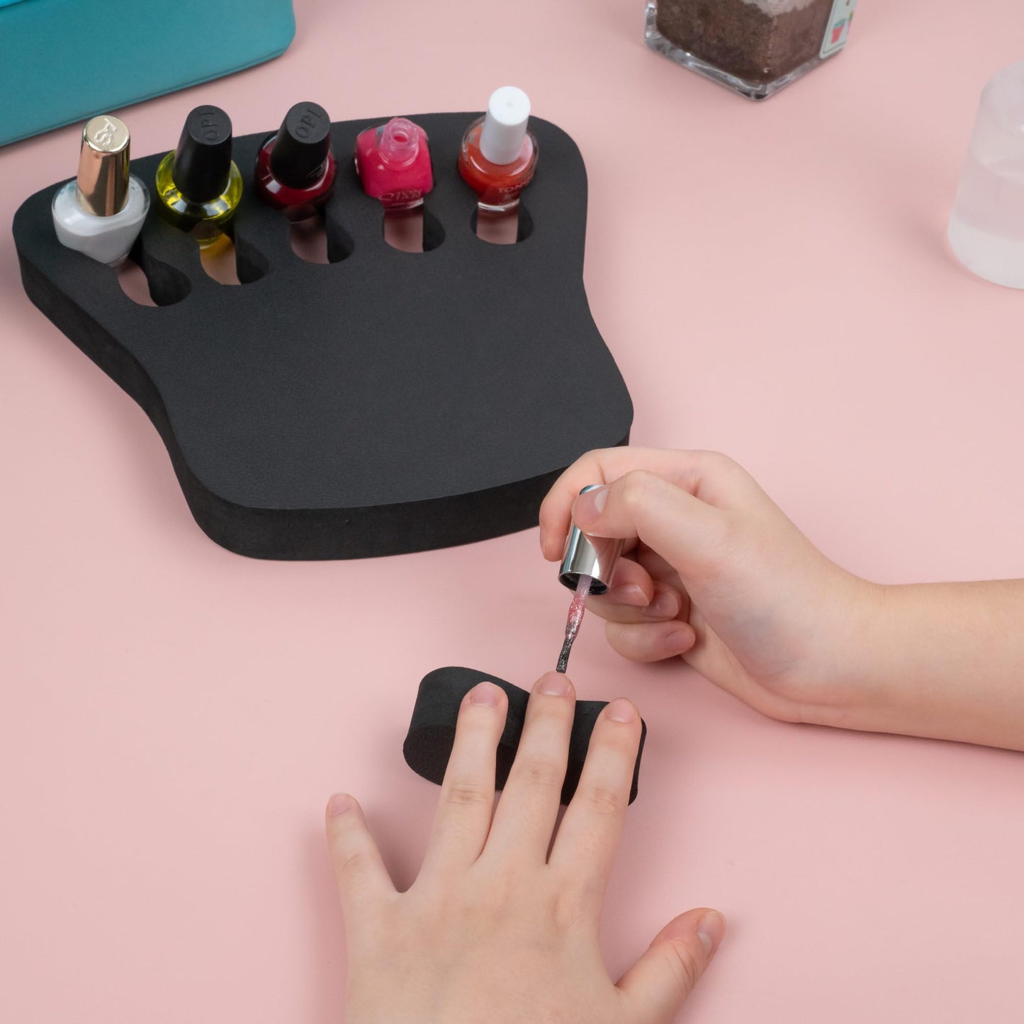 ButterFox Nail Polish Organizer Holder, Nail Art Manicure Hand Stand Rest Work Station (Black)