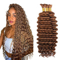 Human Hair Extensions Bulk Curly Braiding Hair 12-28 Inch Light Brown #30 Boho Style 3 Bundles
