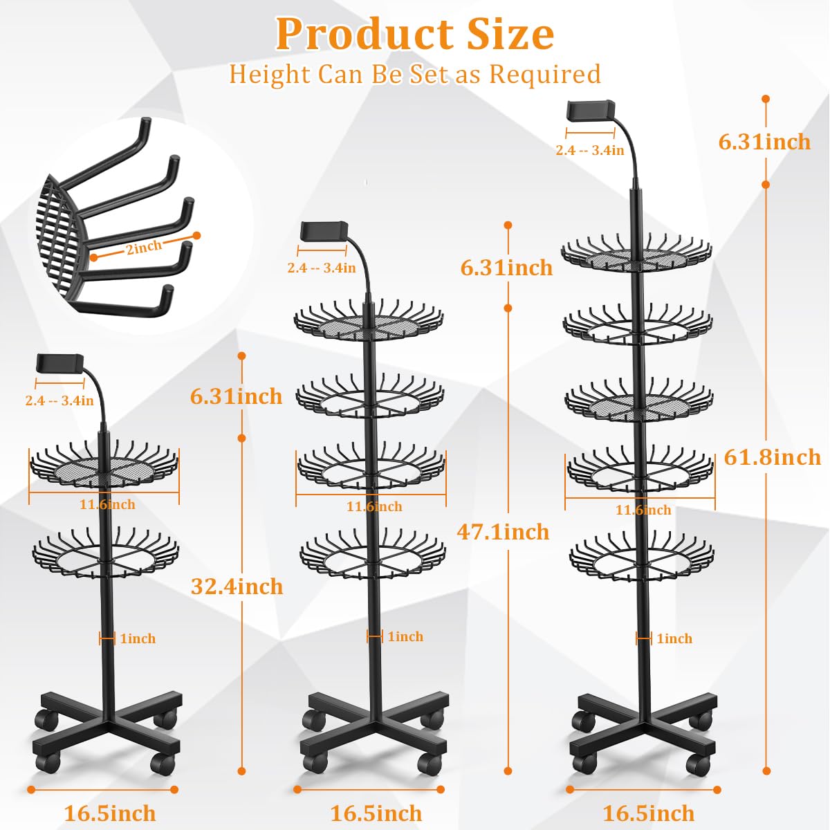 TERIBEYI Braiding Hair Rack Standing Hair Extension Holder Hanger with 140 Pegs - Braiding Hair Rack & Divider Stand for Displaying and Separating Hair
