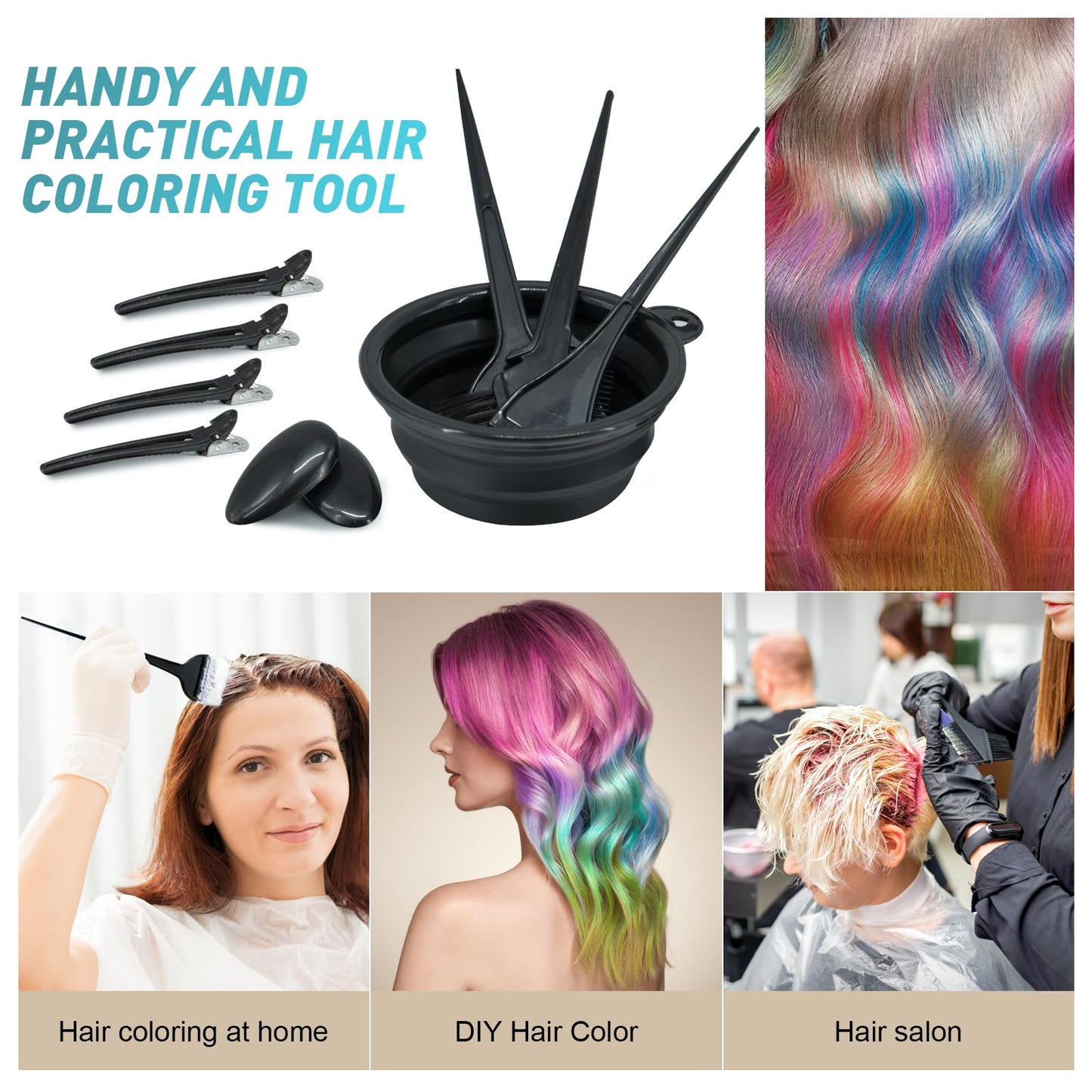 Xarchy 10 Pc Hair Bleach Kit - Hair Coloring Products With Dye Brush, Color Bowl, Earmuffs, Clip for Salon Bleaching & Highlighting