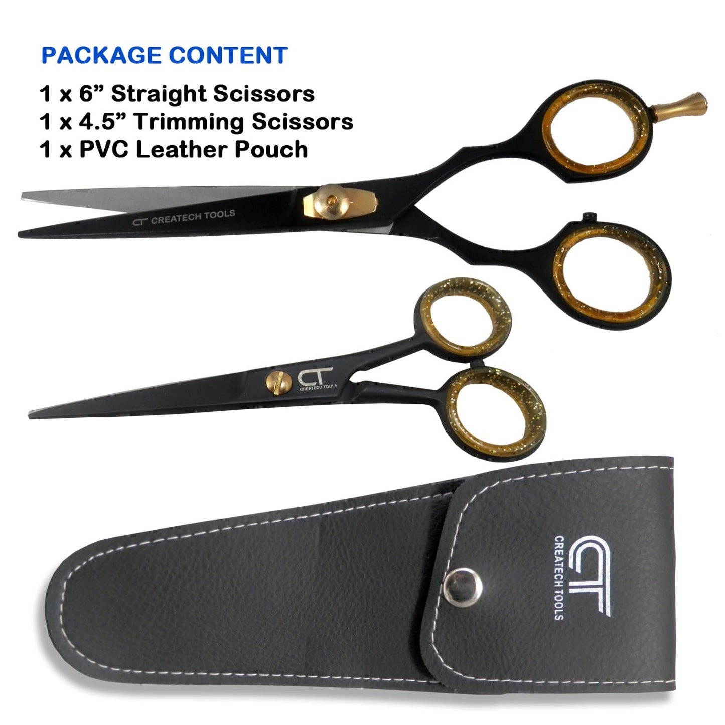 Hair Scissors Set – Large and Small Hair Cutting, Hairdressing and Trimming Black Scissors, Family Care Pack