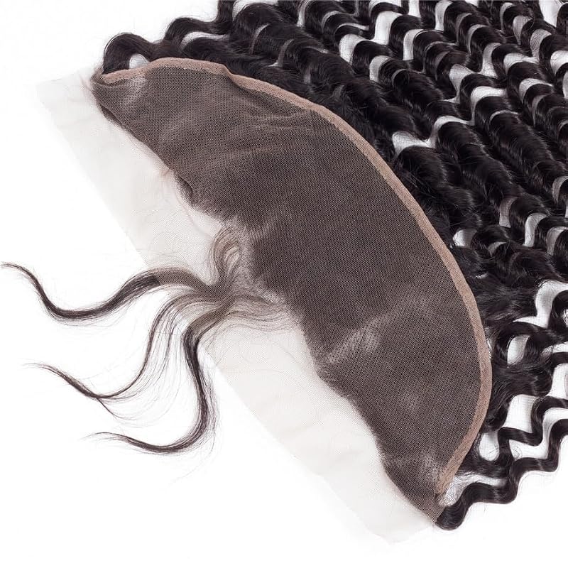 12 Inch Deep Wave 13x4 HD Lace Frontal Human Hair - Free Part Virgin Brazilian Style