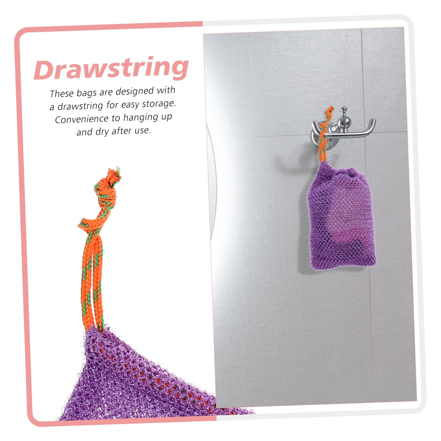 Angoily 8pcs Exfoliating Soap Net Bags for Face Cleaning and Bath Use Mesh Drawstring Pouches for Lathering Handmade and Natural Soaps