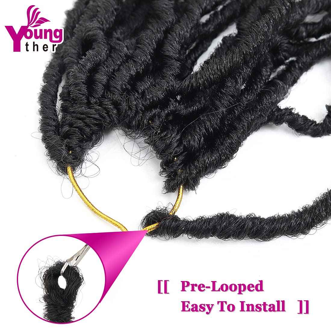 Youngther 24 Inch New Faux Locs Crochet Hair 6Pscks 84 stands Extensible New Goddess Soft Locs Crochet Hair Pre Looped Synthetic Crochet Braiding Hair for Black Women(24inch,6packs,1B)
