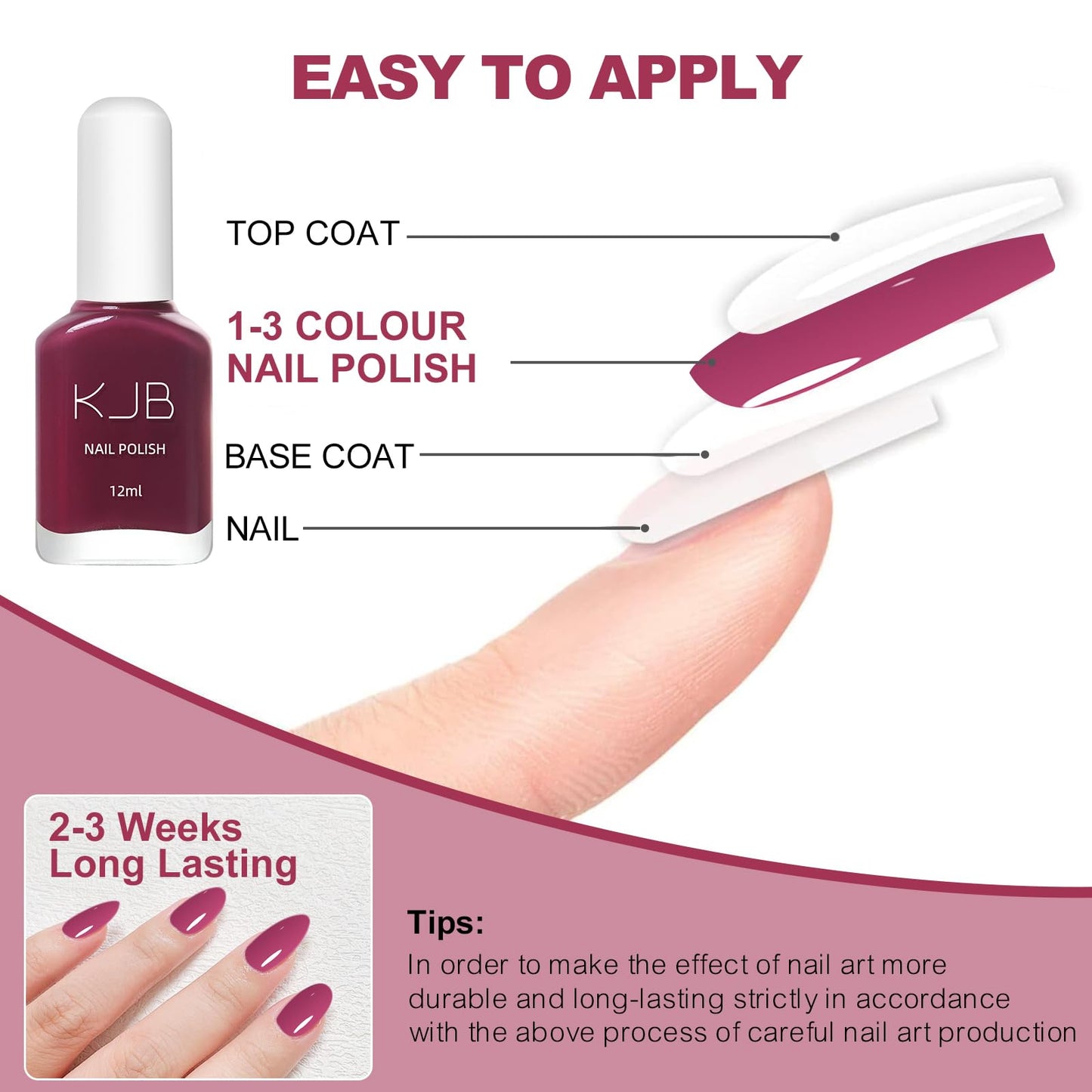 Nail Polish with Glossy Shimmery Finish - Long Lasting Chip Resistant Formula, No U V Lamp Needed- Fuchsia 0.35fl oz