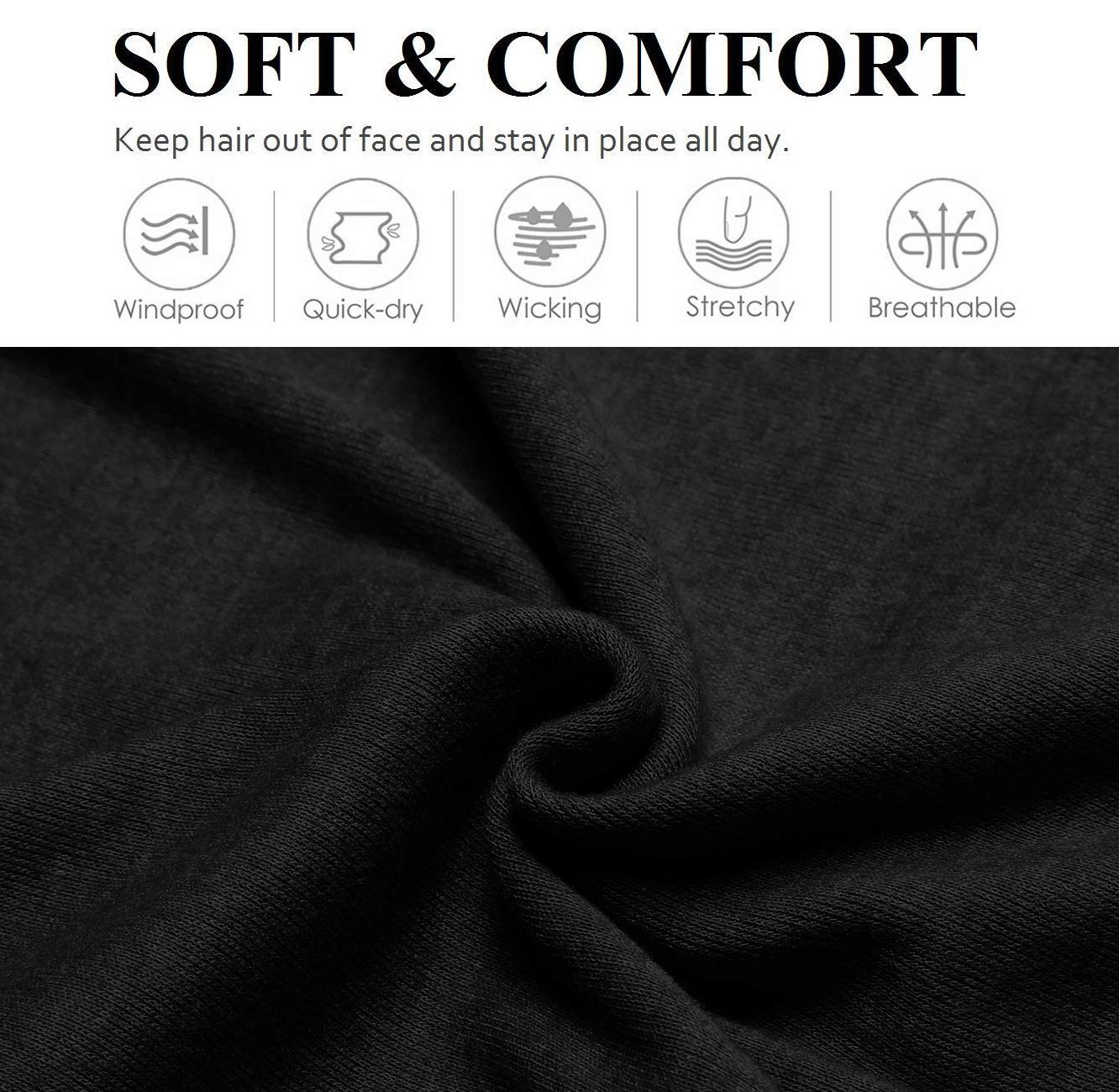 Headbands for Women Non Slip 16 Pack Elastic Sports Hair Bands for Women, Soft Cotton Cloth Headband for Workout Yoga Fashion Hair Accessories, Black White Gray Trendy Head Bands