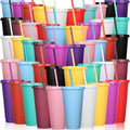Variation of THIS listing: Classic Color 100 Pack Plastic Cups with Lids & Straws - 24-27 oz