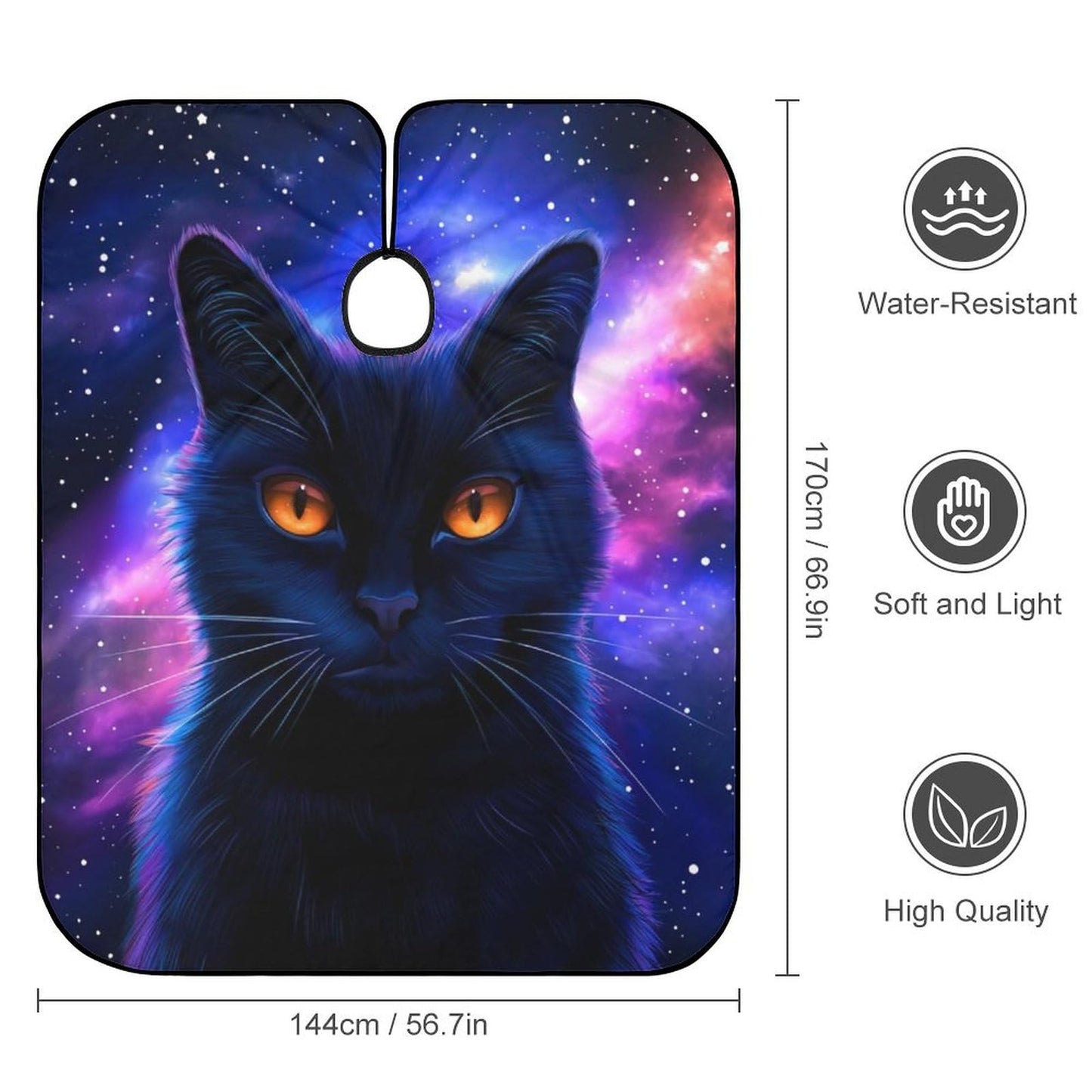 Full Coverage Hair Cutting Cape - Hairdressing Apron Cosmic Black Cat Eye Flames Burning Starry Sky Rt Hair-Cutting Gown for Makeup Artist Beautician