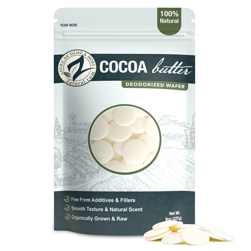 Cocoa Butter Wafers Deodorized 8 Oz - 100% Pure Food-Grade Prime-Pressed for DIY Lotion Lip Balm Soap Chocolate & Candles (Variation: 8 Ounce Pack of 1)