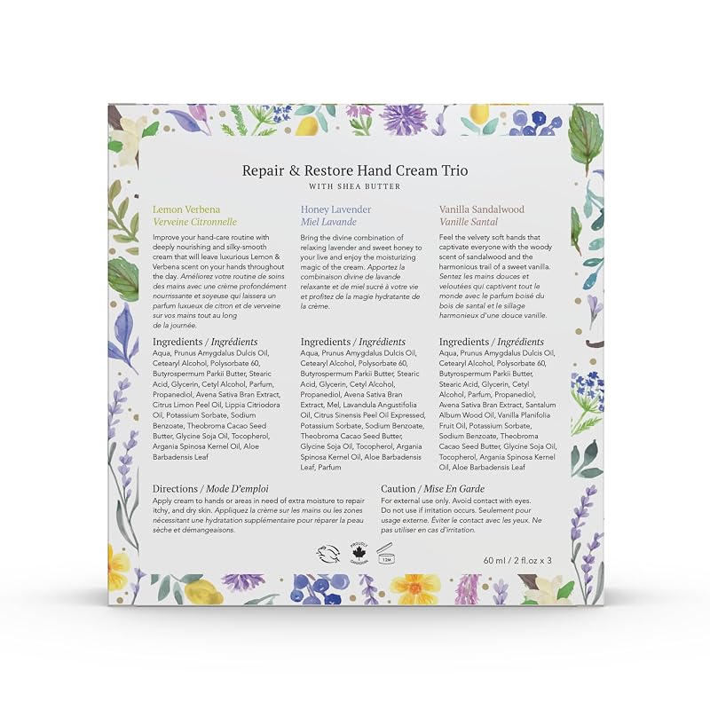Hand Cream Trio with Shea Butter | Lemon Verbena, Honey Lavender & Vanilla Sandalwood — 60 ml Each