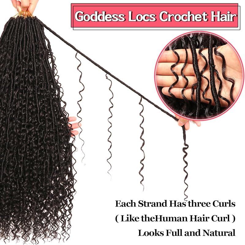 24 Inch Goddess Locs Crochet Hair - 8 Packs, Pre-Looped Soft Boho Faux Locs 2# Variation