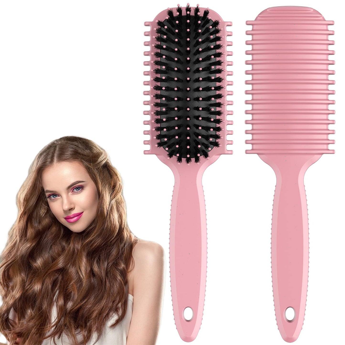 Curl Defining Brush, 1 PCS Curly Hair Brush, Curl Define Styling, for Combing and Shaping Men's and Women's Curls to Reduce Pulling (Pink)