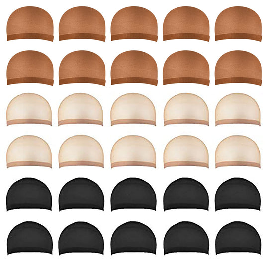 Smilco 30 Pcs Ultra-Thin Wig Caps for Women, Stretchy Nylon HD Stocking Caps for Wigs, Cosplay & Daily Use