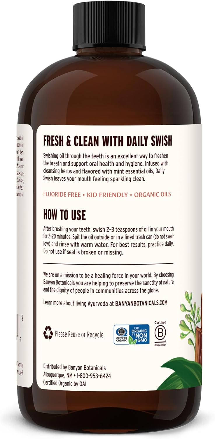 Organic Cinnamon Pulling Oil – Ayurvedic Mouthwash with Coconut Oil for Fresh Breath – 8 oz Vegan