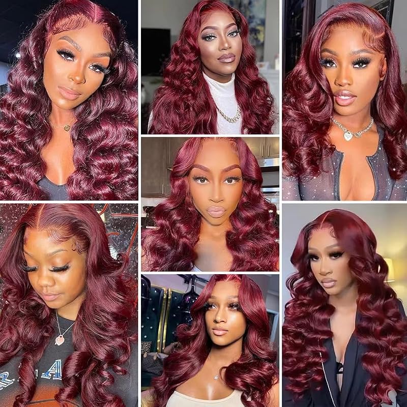 Wine Red Loose Wave Hair Extensions - 99J Burgundy Human Hair Bundles 24-28 Inch, 3 Bundles