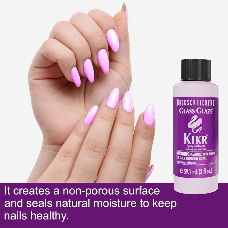 Backscratchers Kikr Nail Resin Activator 2 oz – Quick Dry Spray for Silk & Fiberglass Wraps