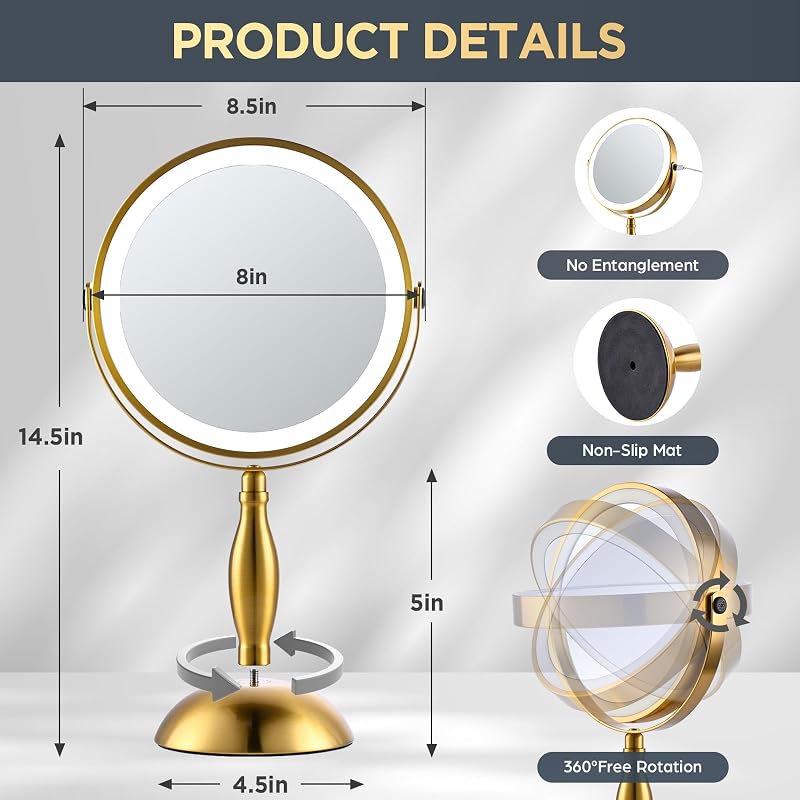 Makeup Mirror with Lights 30X Magnifying - Gold Variation of THIS Listing