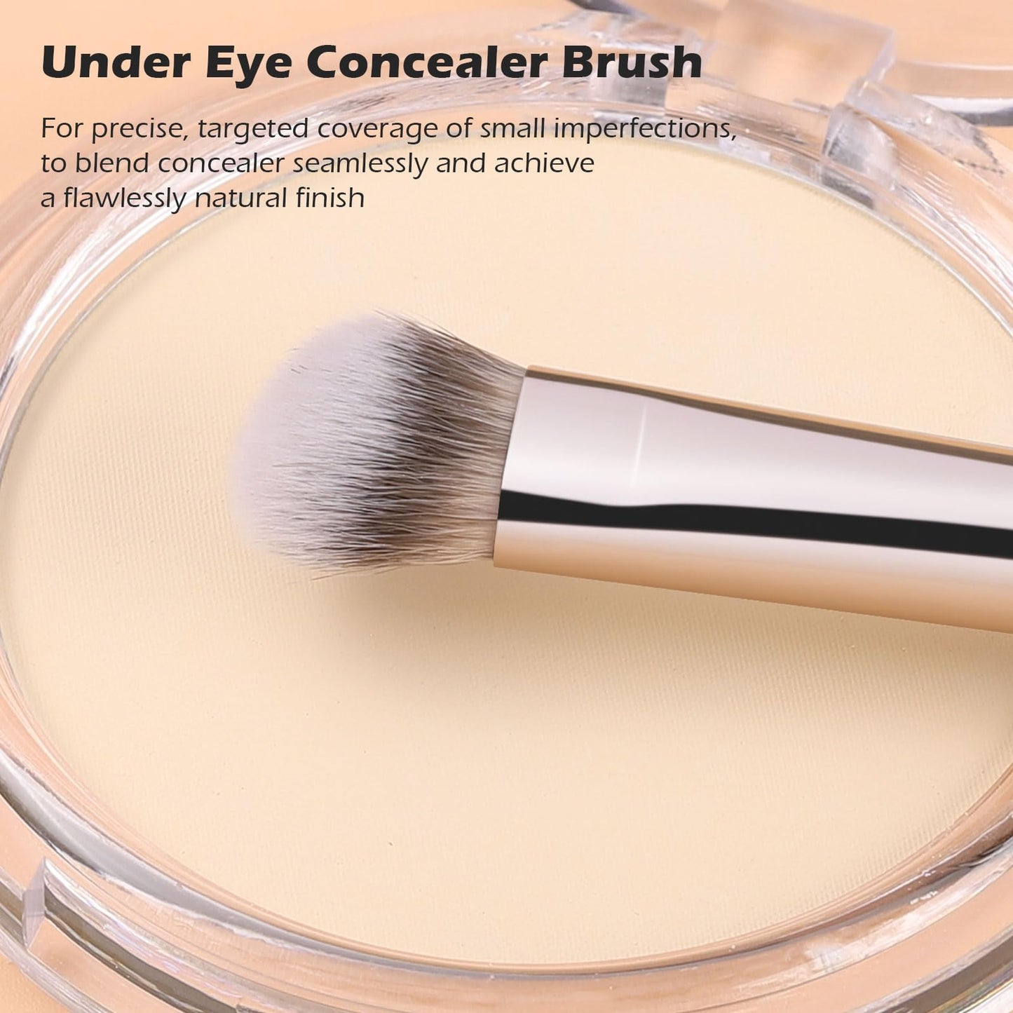 TEOYALL Dual-Ended Foundation Under Eye Concealer Brush, Sloped Angled Contour Synthetic Bristles for Liquid Cream Powder