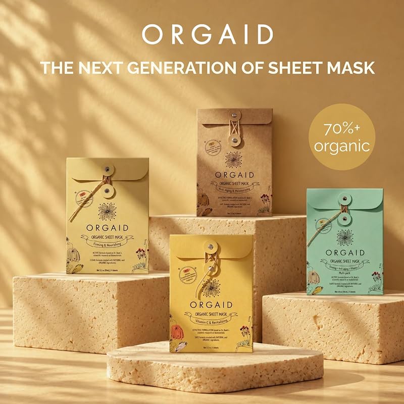 Organic Sheet Mask - Anti-Aging & Moisturizing, 4-Pack, Made in USA