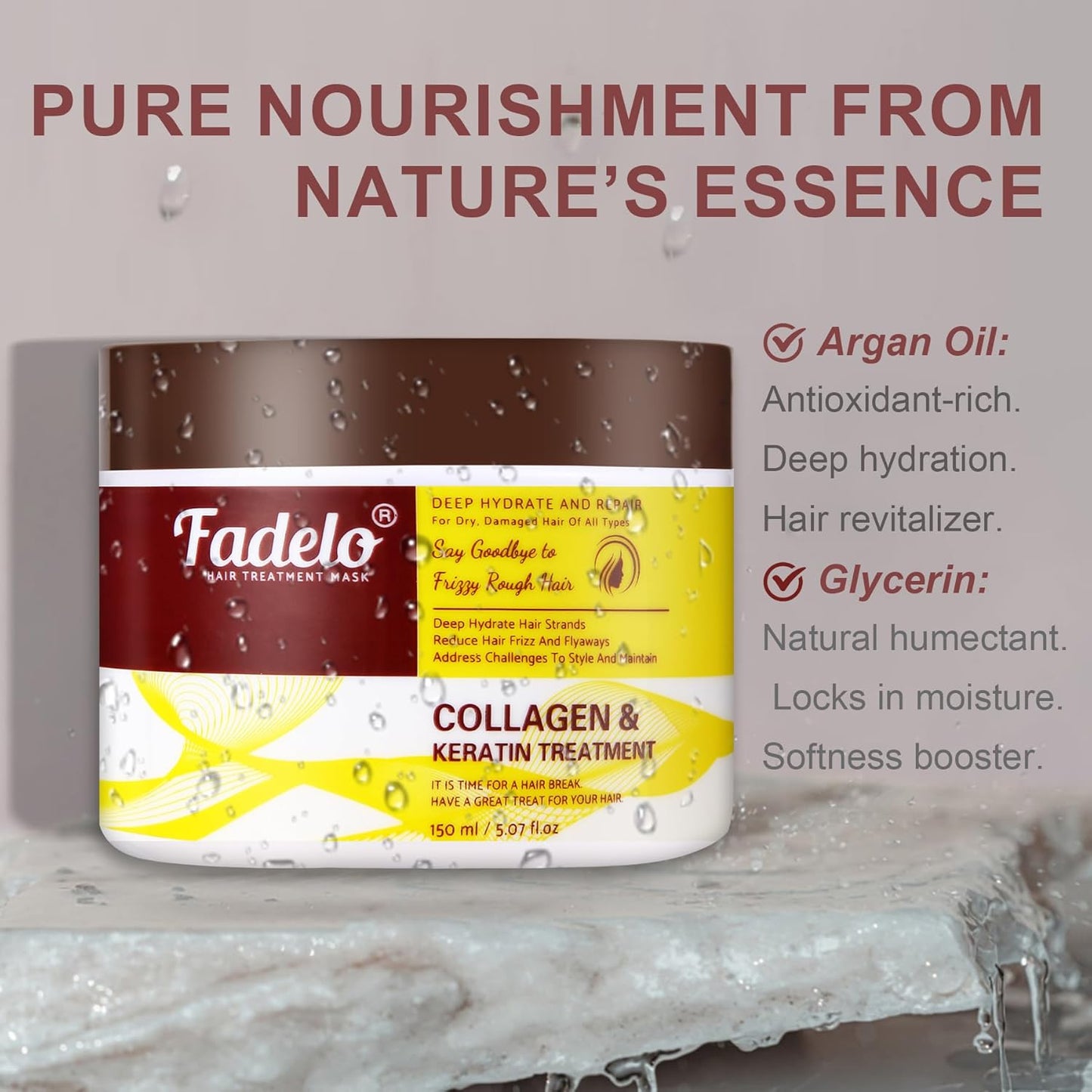 Collagen & Keratin Hair Mask - Deep Repair Treatment with Argan Oil & Vitamin E - 500ml Hydrating Formula for Damaged Hair