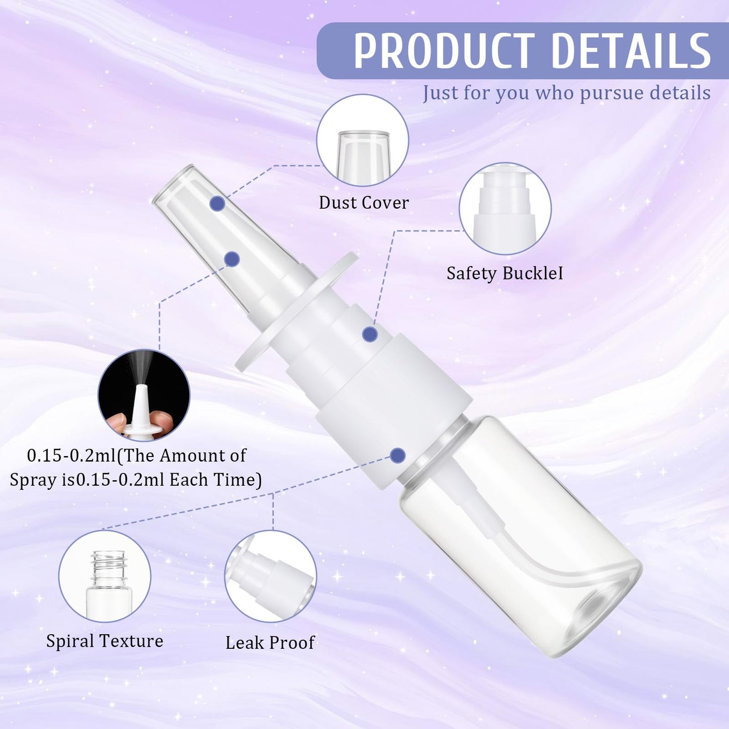 simarro 5 PCS Mini Nasal Spray Bottle, Portable Clear Empty Refillable Fine Mist Rhinitis Care Sprayer Cosmetic Perfume Makeup Water Storage Holder Container with Funnels - 10ml