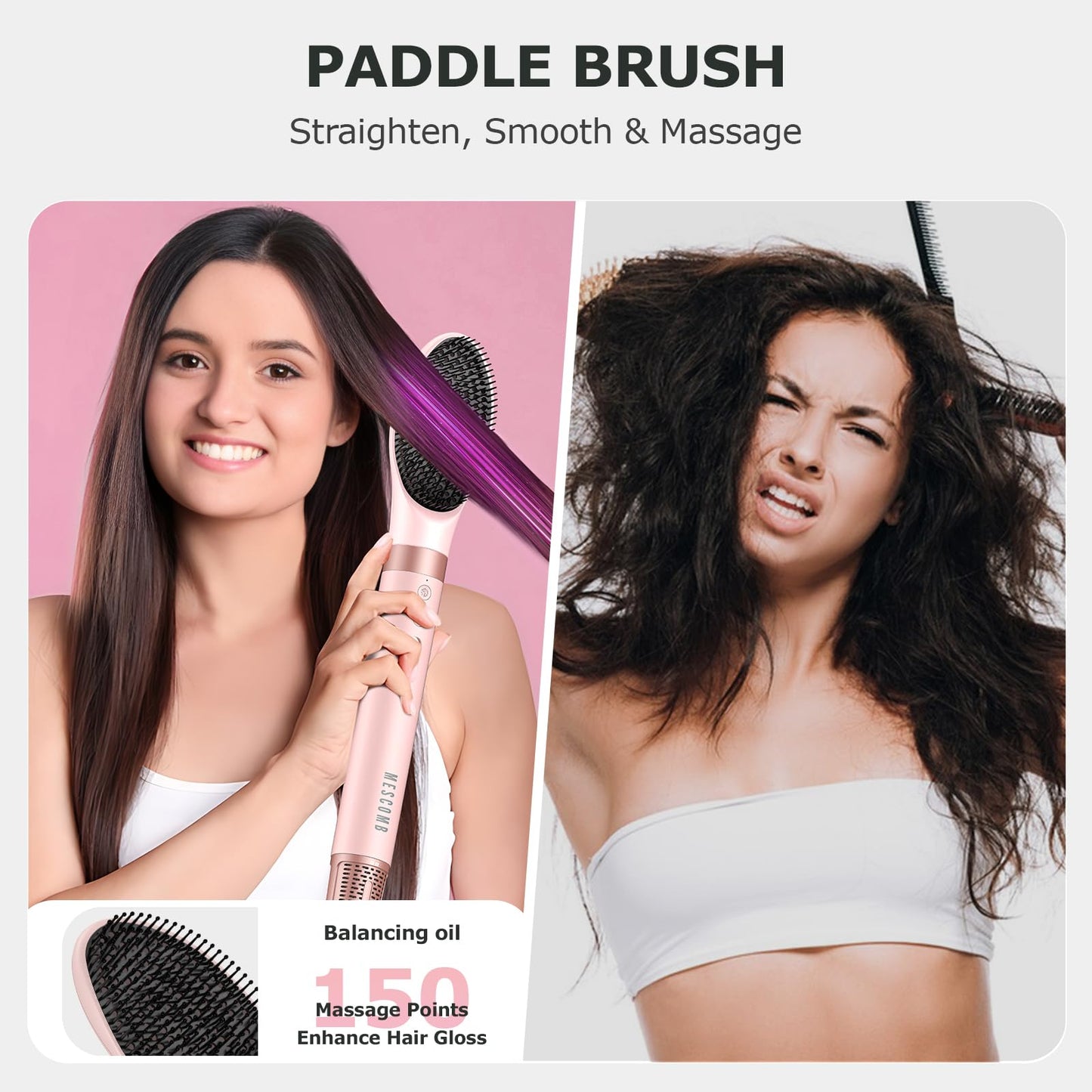 MESCOMB 5 in 1 Hot Air Styler Wrap – High-Speed Hair Dryer Brush with Auto Wrap Curlers, Fast Drying & Frizz-Free Styling, No Heat Damage, Volumizing Brush with Travel Bag