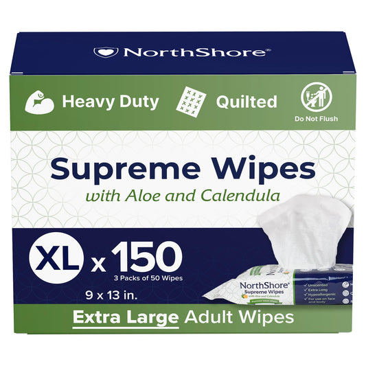 NorthShore Supreme Heavy-Duty Quilted Wipes, X-Large, 9 x 13 in., 50 ct, 3-Pack