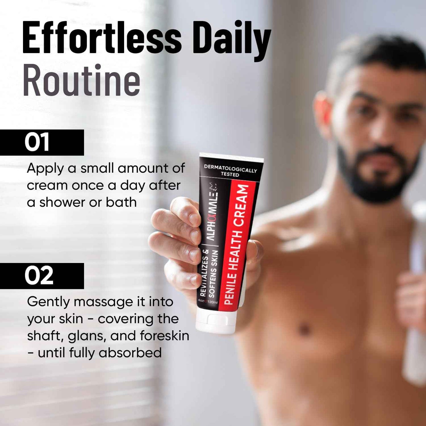 AlphaMale Premium Penile Health Cream for Men – Penile Cream Daily Moisturizer for Sensitive Skin - Foreskin Restoration - Hydrating Formula for Dryness & Irritation – Fragrance-Free – 4oz