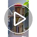 3 Tier Rotating Bookshelf - Wooden Round Floor Standing Bookcase with Legs