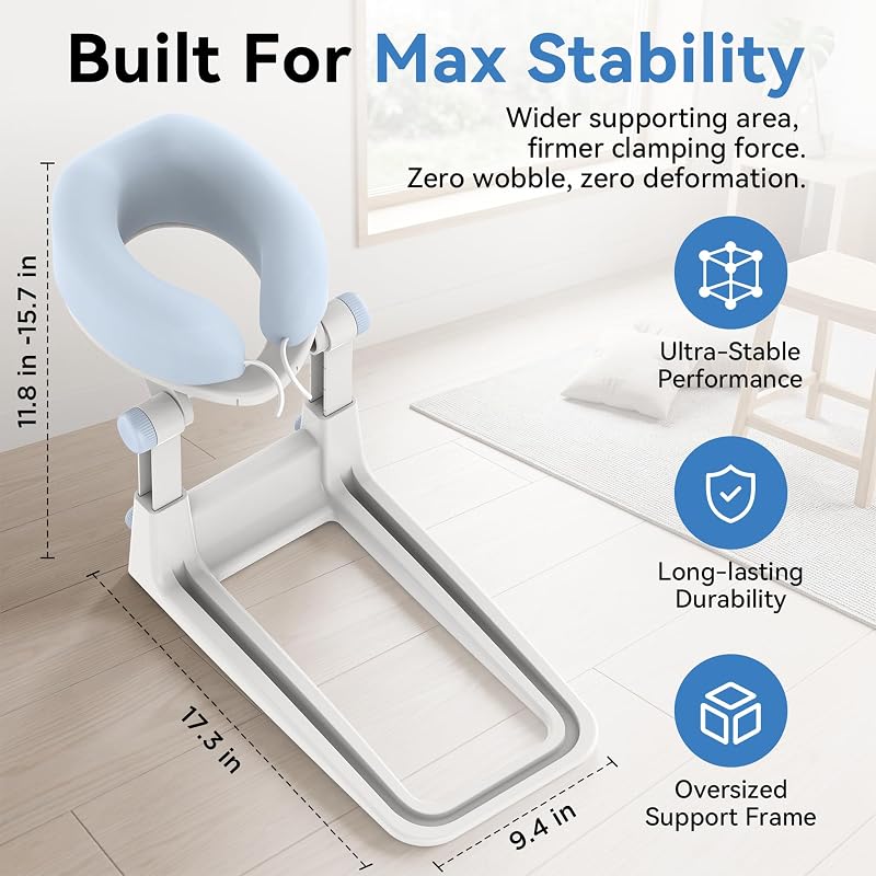 Airhop Adjustable Massage Headrest for Bed - 5"-18" Height, Soft Memory Foam Face Cradle (Blue)