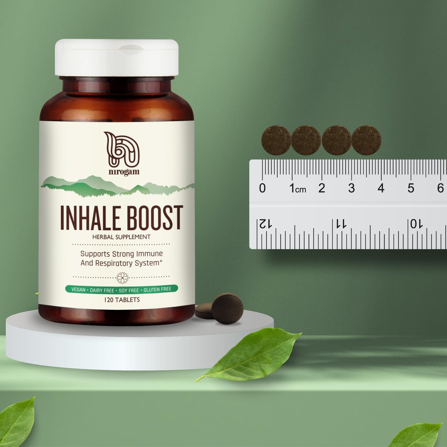 Nirogam Inhale Boost 120 Tablets a Bottle I Lung Support Supplement | Lung Health Supplement | Lung Detox