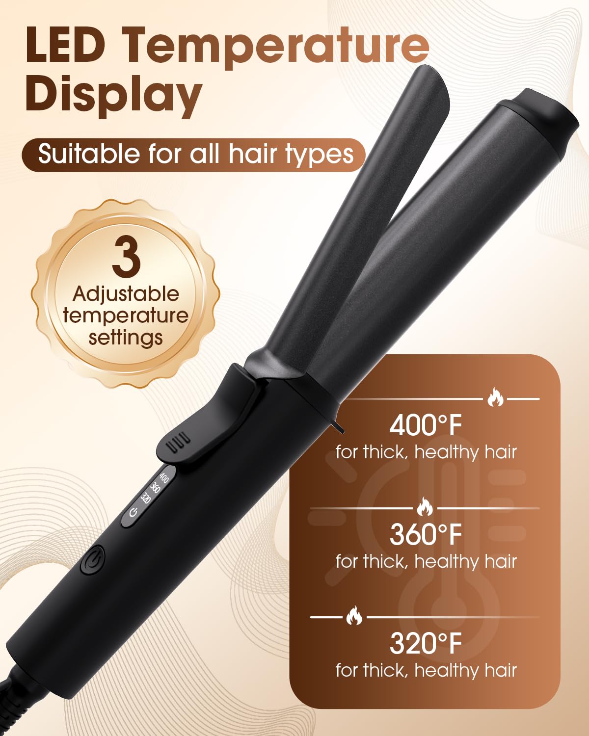 Mini Curling Iron 1inch,320-360-400°F Temperature, 100~240V Dual Voltage Travel Compact Curling Iron,30S Heat-Up, Portable Hair Styling Tool, Heat-Resistant Protective Cover,Short Hair