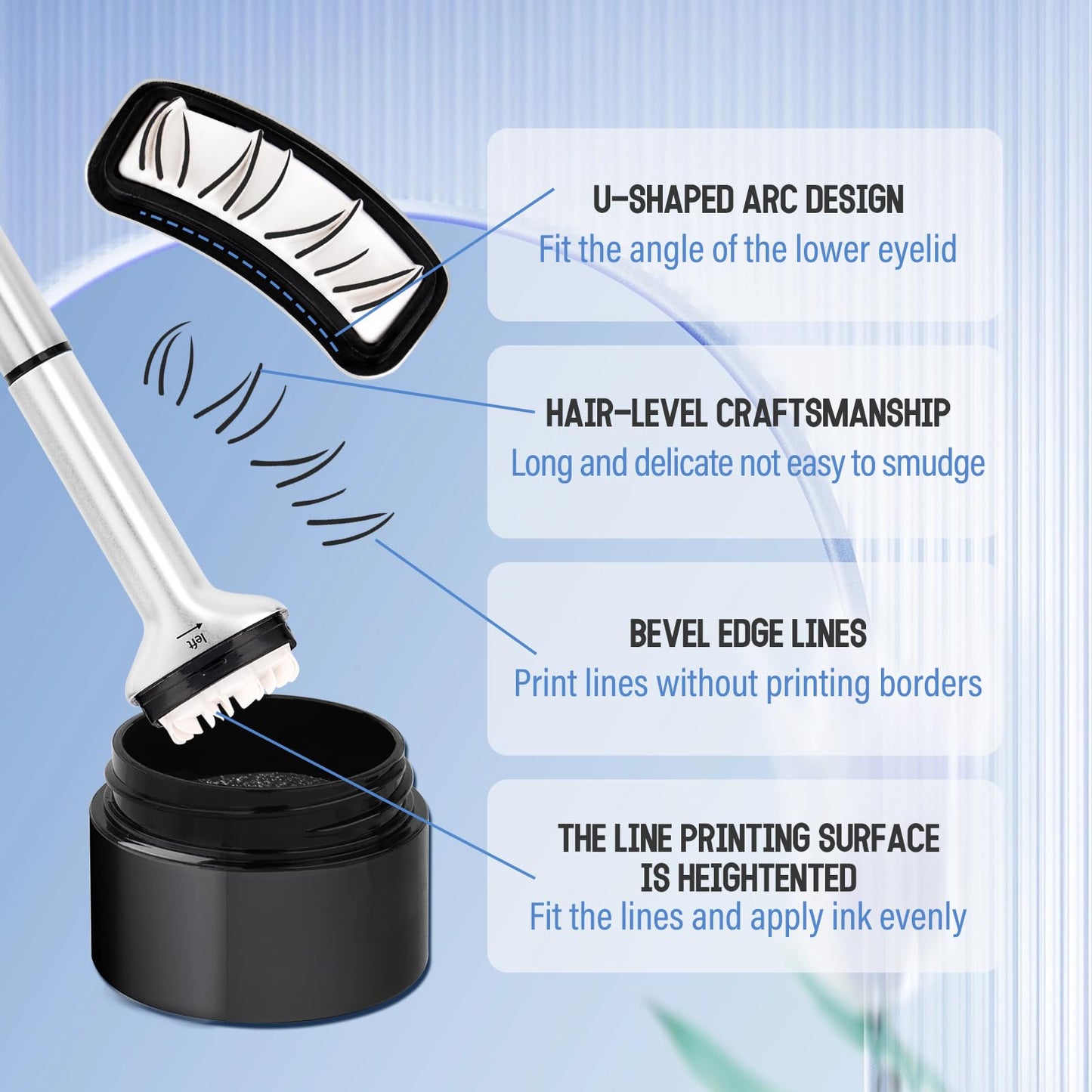 GEMERRY Lower Lashes Stamp Waterproof & Long Lasting 2 in 1 Bottom Eyelash Stamps Kit With Ink(Black)