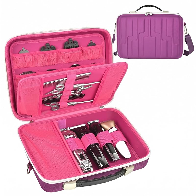 Purple Barber Case for Hair Clipper & Trimmer with Shoulder Strap - ANKHOH