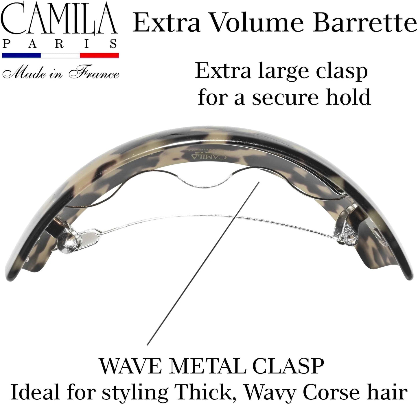 Camila Paris CP3618 French Hair Barrette Clip for Girls for Thick Curly Wavy Long Hair, Strong Hold Grip Hair Clips for Women, Automatic, No Slip Styling Girls Hair Accessories, Handmade in France