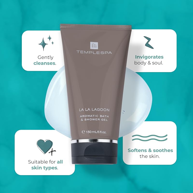 La La Lagoon Bath & Shower Gel - TempleSpa 5 Fl Oz, Paraben Free, Vegan