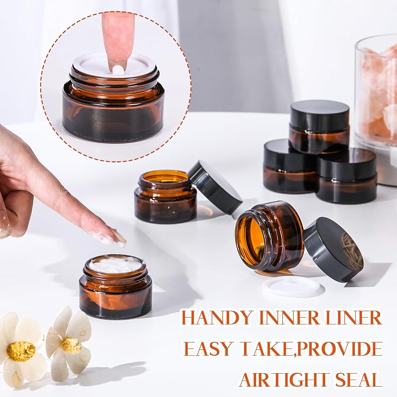 Variation of THIS listing: Amber 48 Pack 0.7 oz Glass Jars with Lids - Cosmetic Container