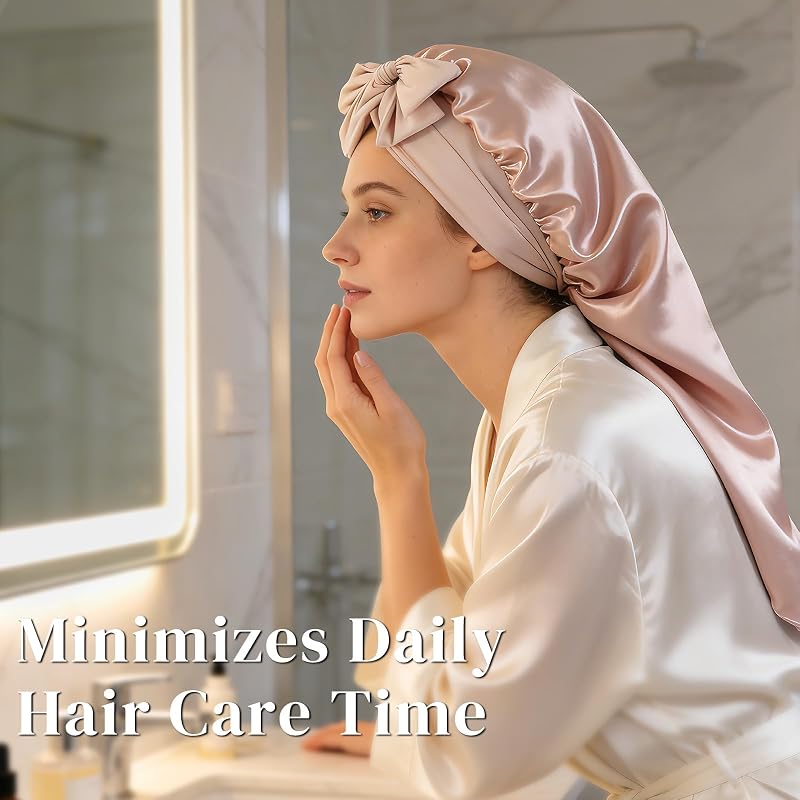 Pink One Size Mulberry Silk Bonnet for Sleeping Women – 19 Momme