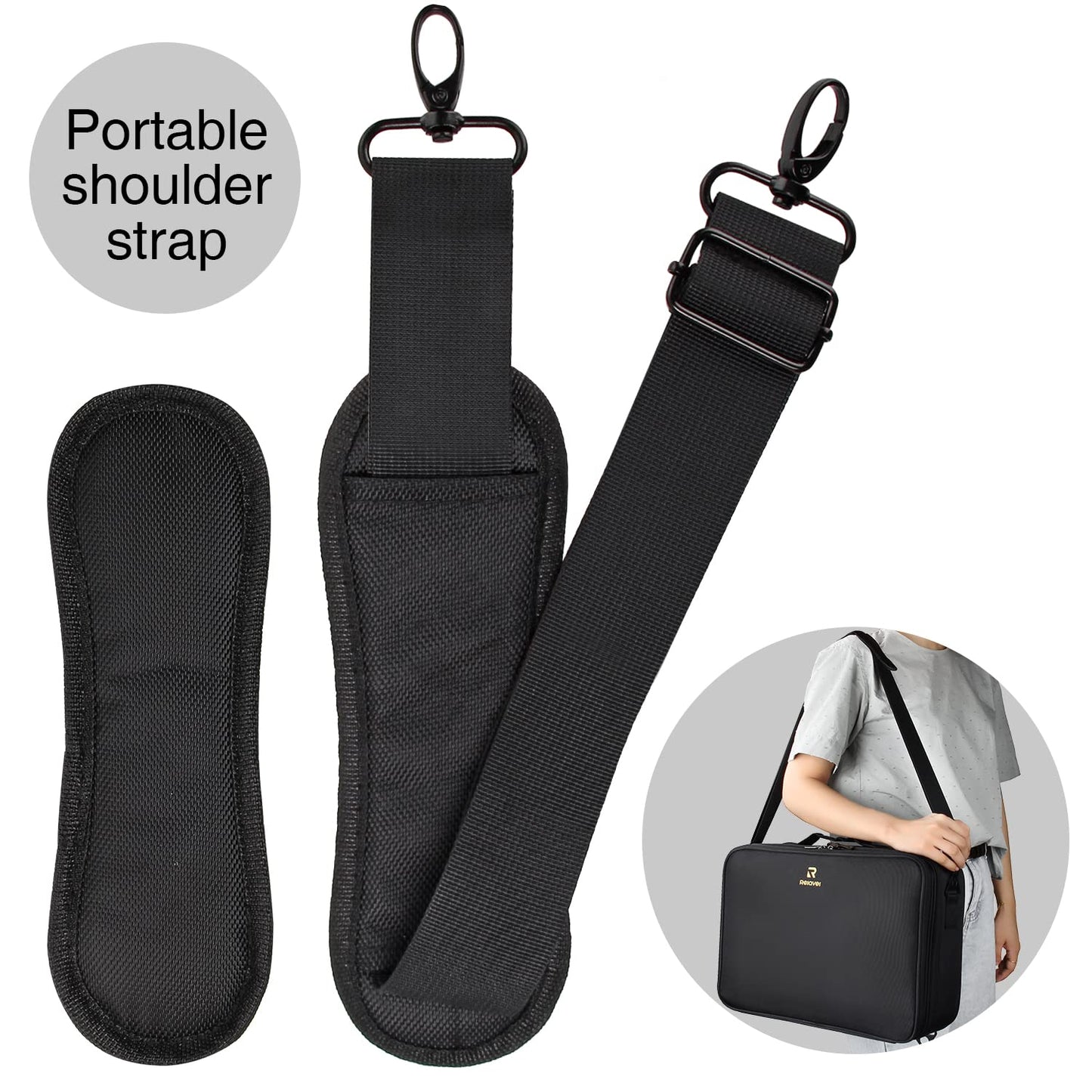 MONSTINA 16.5'' Large Capacity Makeup Case 3 Layers Cosmetic Organizer Brush Bag Barber Train Case Makeup Artist Box for Hair Curler Hair Straightener Brush Set and Cosmetics