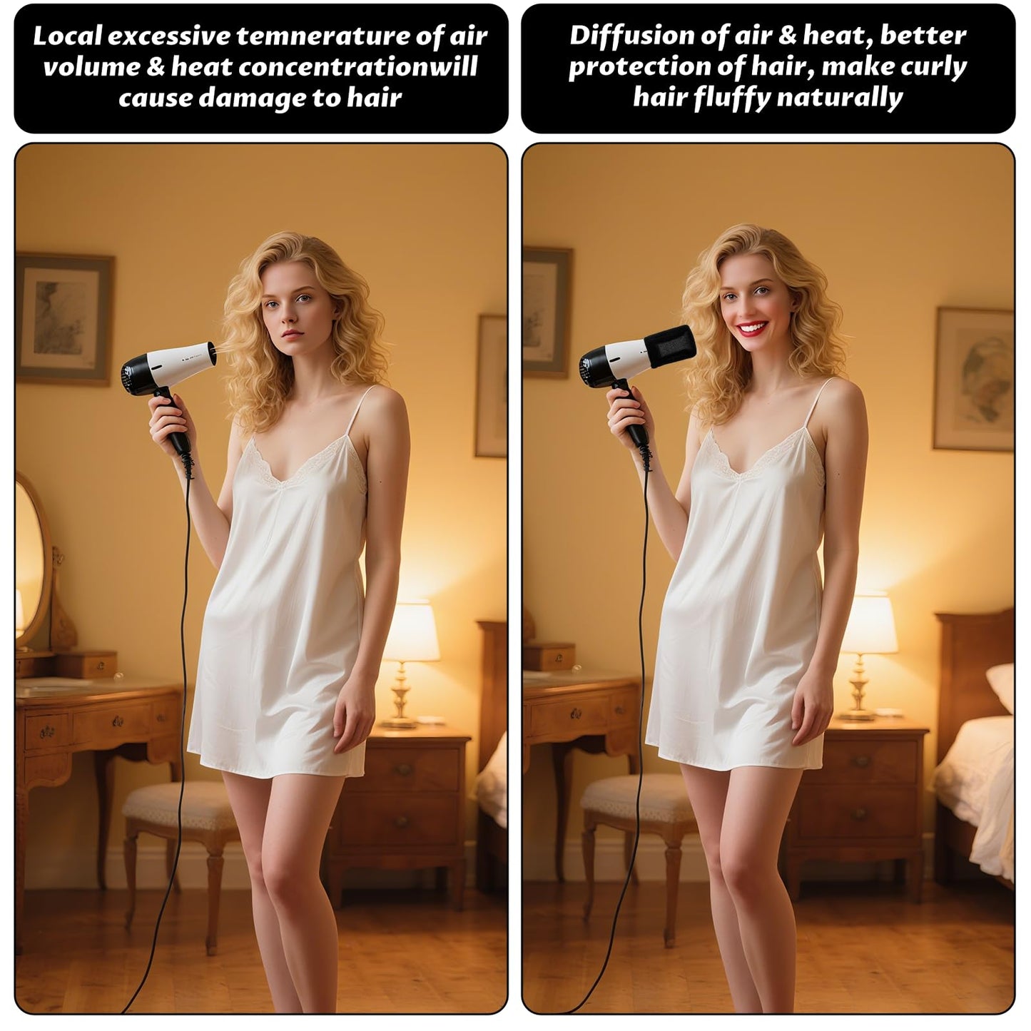 BOHUIZ 2Pcs Hair Dryer Sock Diffuser Cover, Universal Sponge Hair Dryer Diffuser Cover Hair Dryer Attachment Portable Soft Curly Hair Diffuser Cap for Home Travel Hotel Hairstyling Accessories