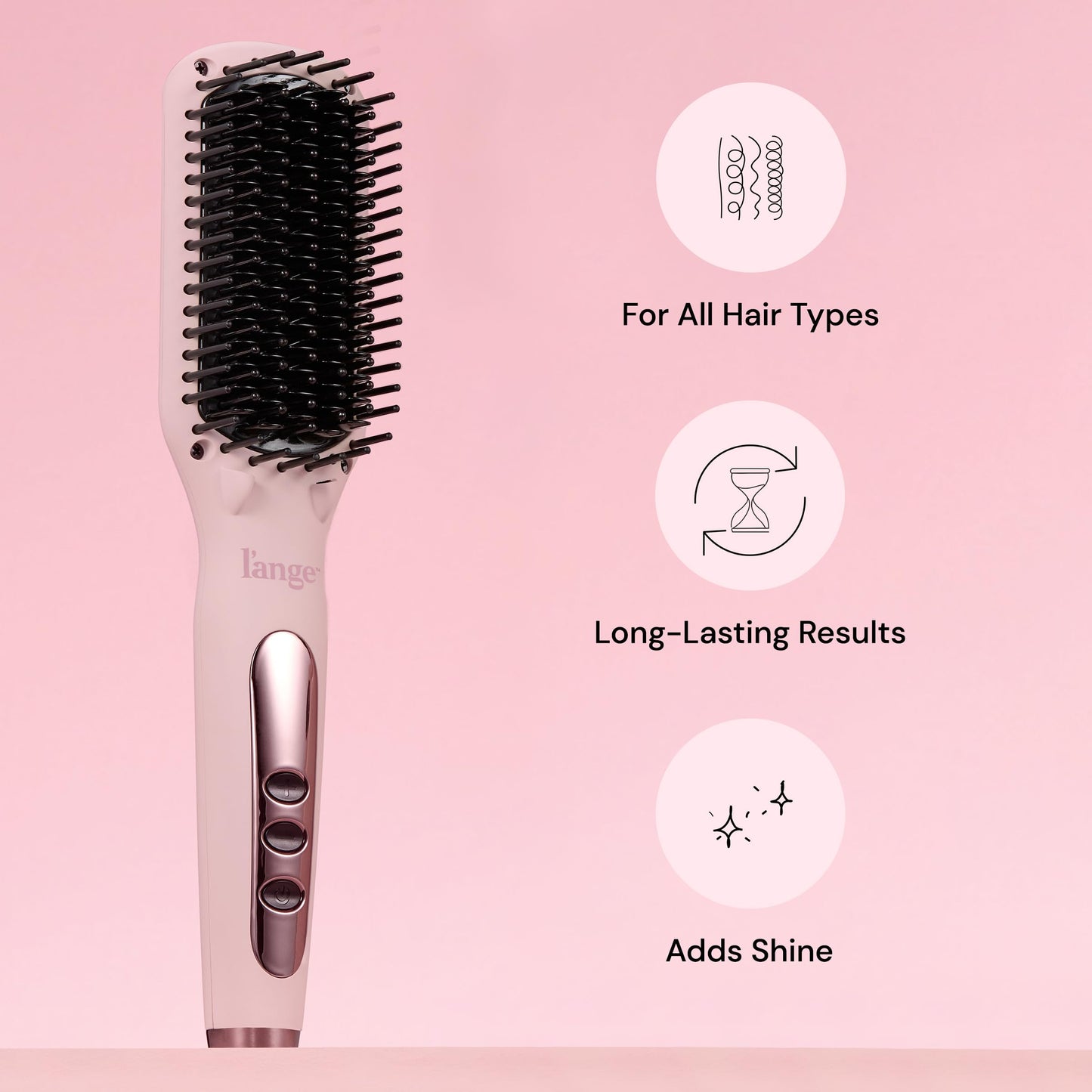 L'ANGE HAIR Le Vite Straightening Brush | Heated Straightener Flat Iron for Smooth, Anti Frizz Hair | Dual-Voltage Electric Brush Straightener | Hot Brush for Styling