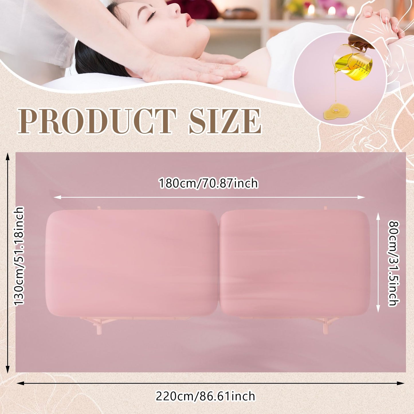 CroBlissful 87 x 51 Inch Massage Table Sheet Reusable Wax Mat Pad Waterproof PVC Waxing Mat for Esthetician Bed Oilproof Wax Bed Cover for Spa Beauty Tattoo Grafting Eyelash (Pink)