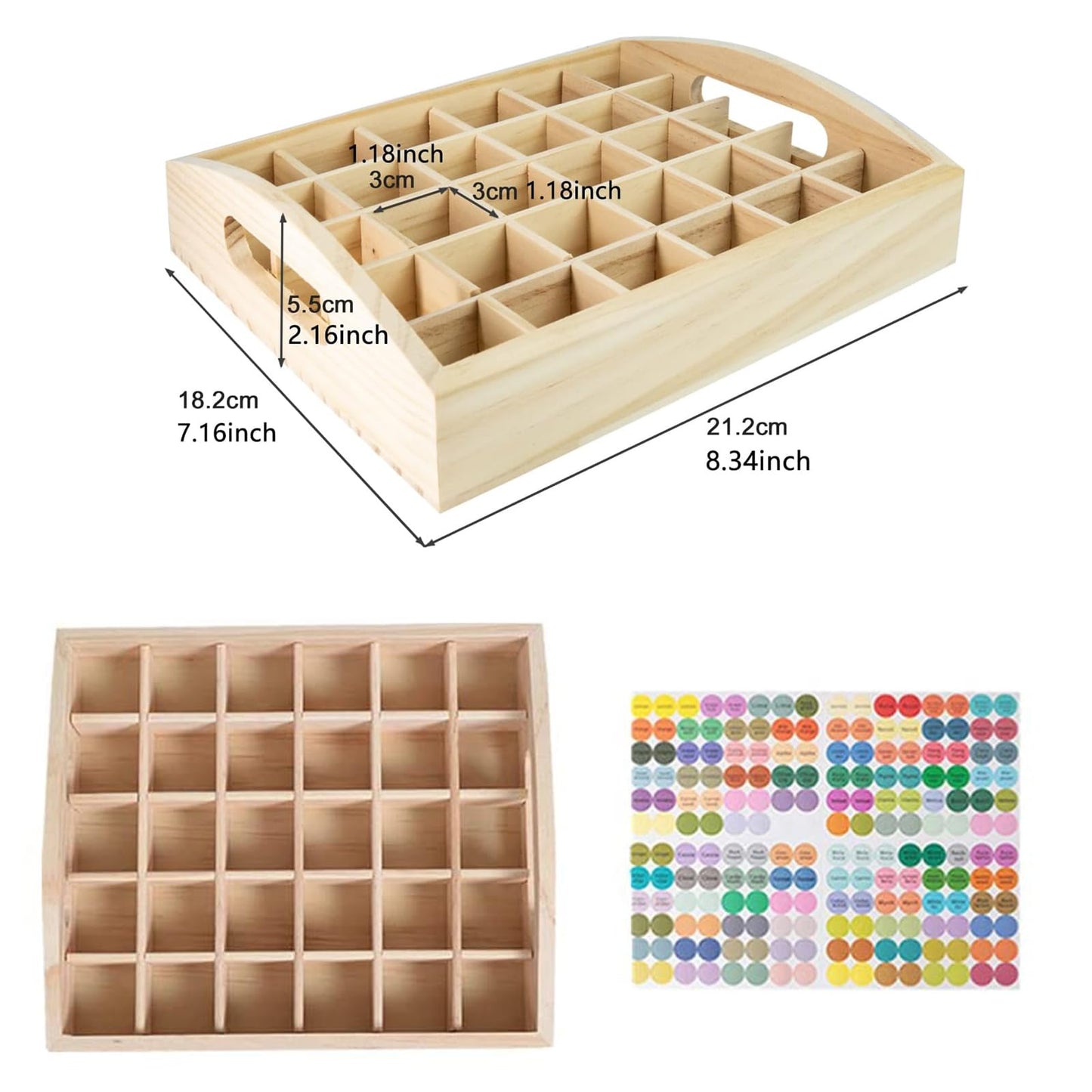 VolksRose 30-Slot Wooden Storage Box - Fits 5-15 ml Bottles, Travel & Presentation Storage, Nail Polish & Perfume Collection