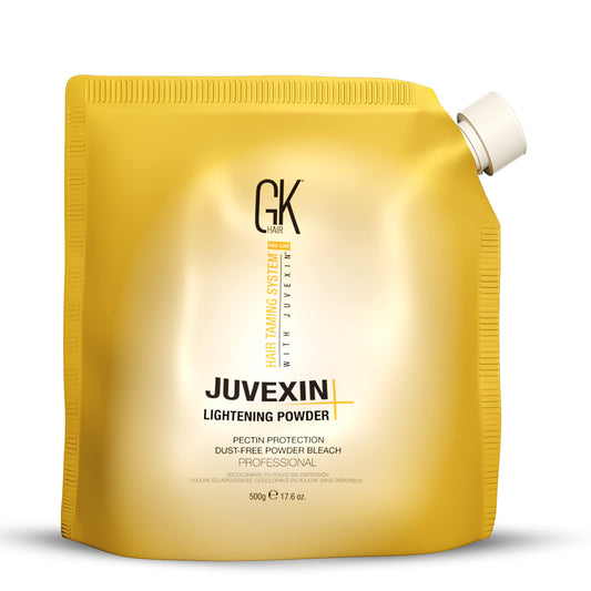 GK HAIR Global Keratin Lightening Powder (17.6 Fl Oz/500g) Pectin Protection Dust Free Powder Bleach Fast Acting Blue Base Prevents Loss of Moisture Provide Ideal Viscosity