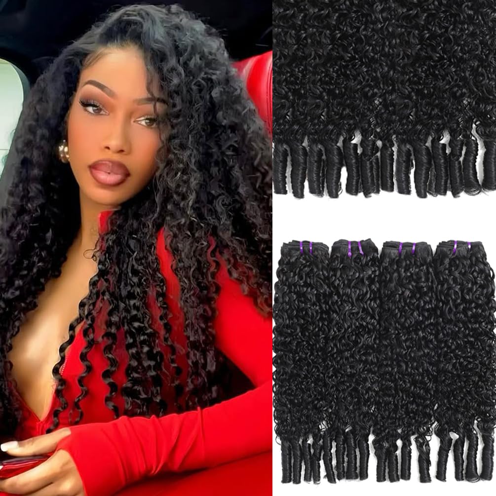 Burmese Curly 4 Bundles Human Hair (20 22 24 26)100% 14A Unprocessed Virgin Hair Bundles Deals Human Hair Extensions Spiral Curly End 3c4a Quick Weave Hair for Women Natural Black