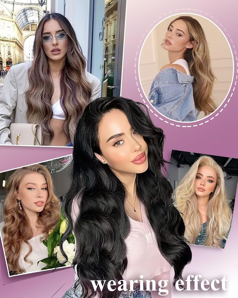 LaaVoo Beaded Weft Hair Extensions - Real Human Hair, 22in, 50g, Light Ash Blonde 613